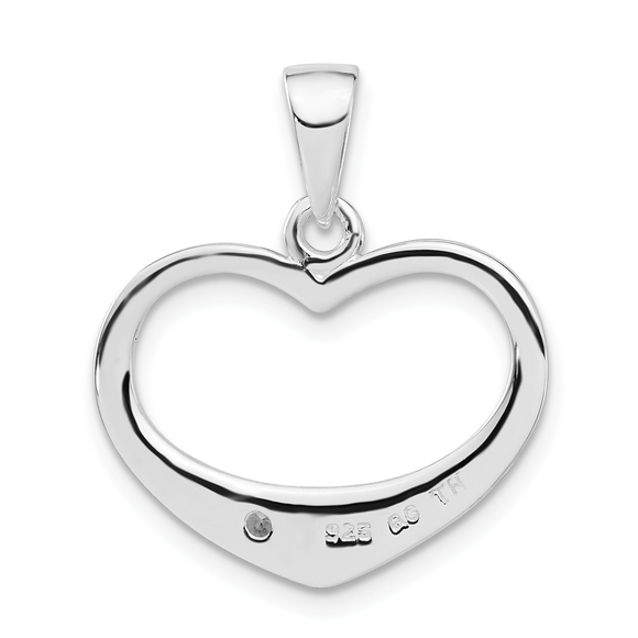 Sterling Silver White CZ Polished Heart Pendant - Picture 3 of 4
